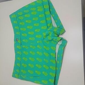 J CREW Green Pineapple Print Women's Shorts 100%cotton